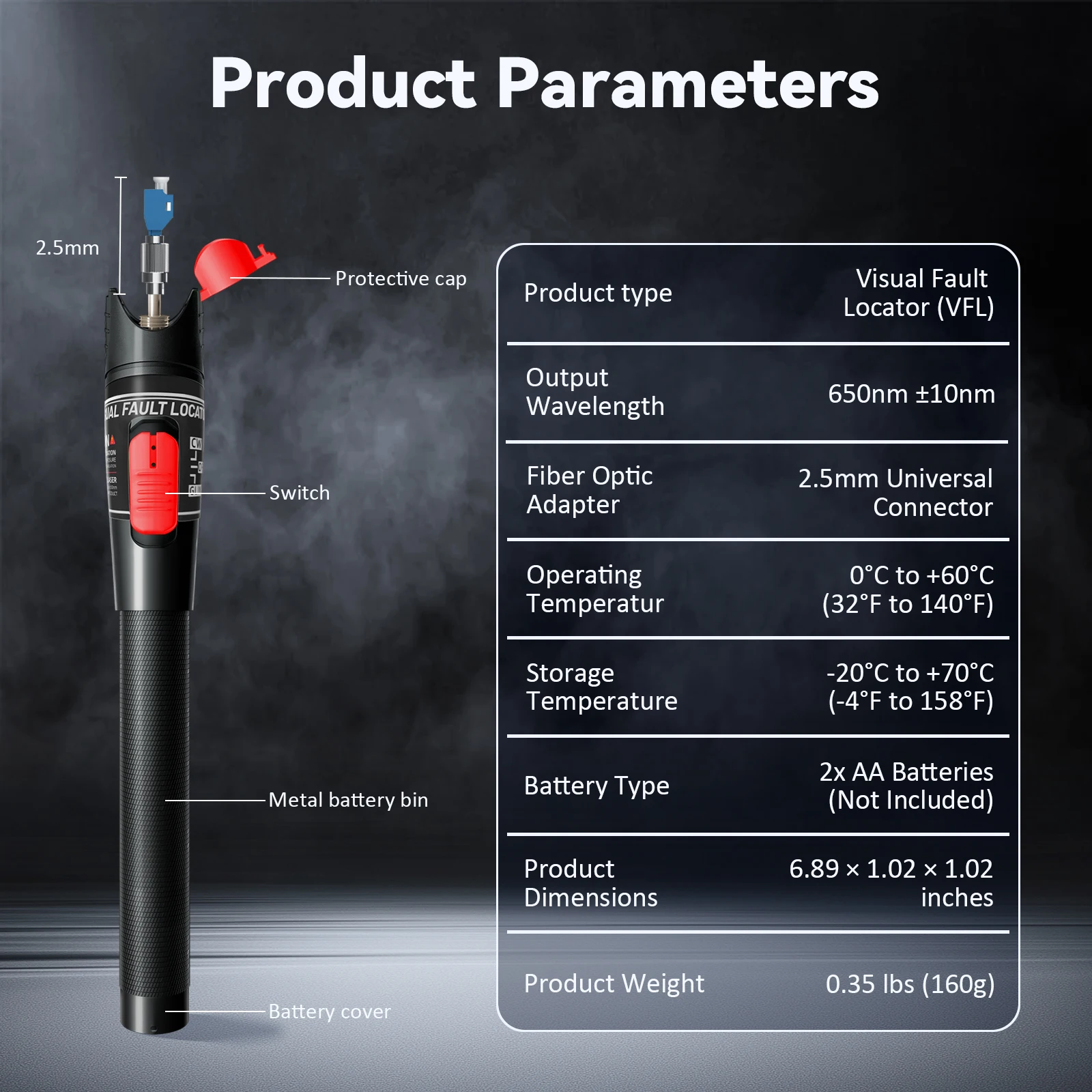 Glasfaserkabelteststift 30/50/80/100 mW Visual Fault Locator SC/FC/ST 2,5 mm Schnittstelle VFL 30/50/80/100 km Reichweite – Detail 11