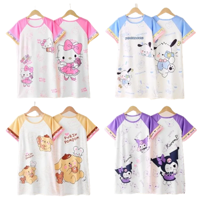 

Sanrio Anime HelloKitty Children Pajamas Dress Girls Kawaii Kuromi My Melody Nightdress Cute Cinnamoroll Pajama Christmas Gifts