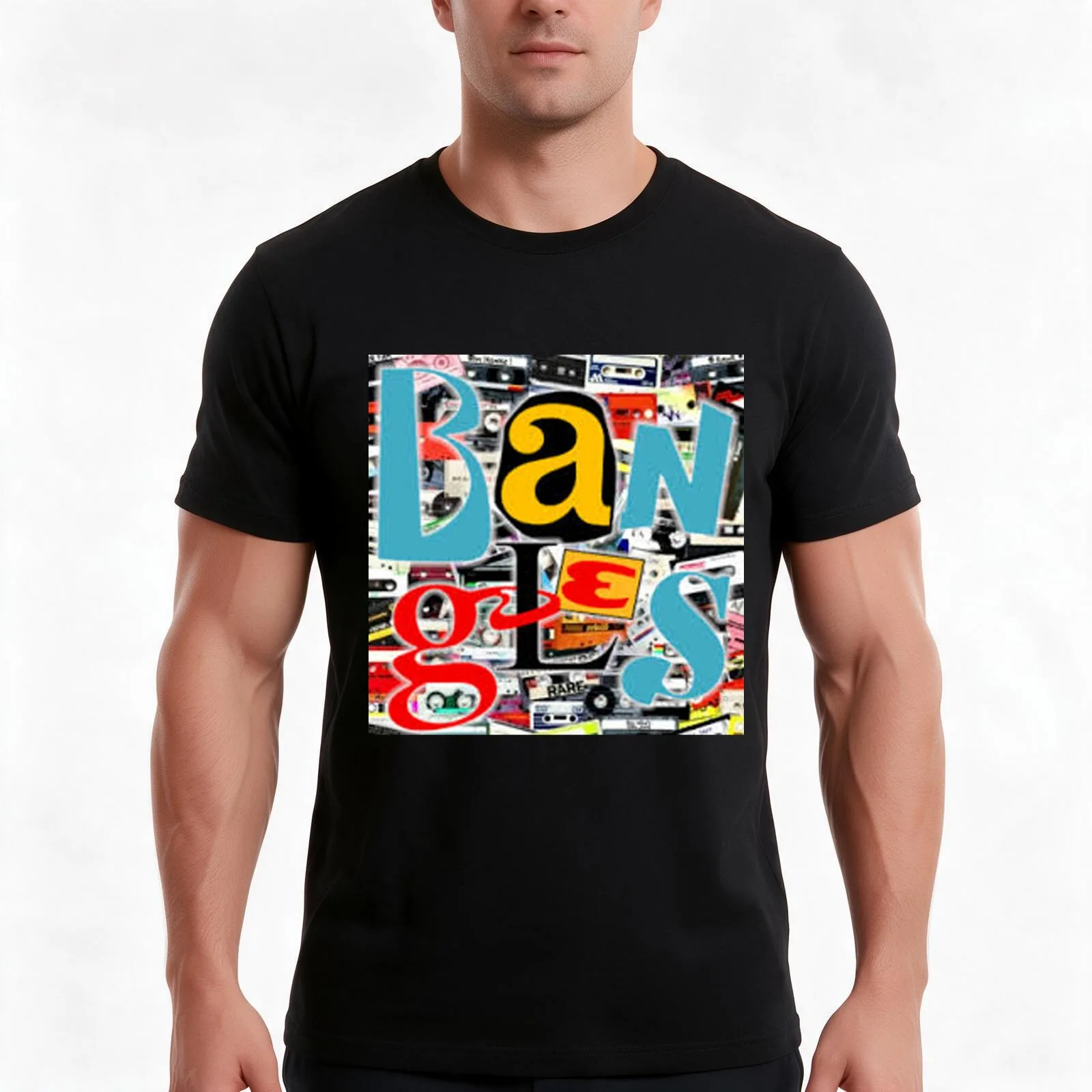 the bangles 03 logo's T-Shirt, Summer Casual Cotton Tee, Oversized Streetwear Tops, Vintage Graphic Print, Unisex Men Women