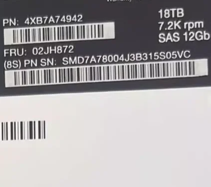 For Lenovo 4XB7A74942 02JH872 18T SAS 7.2 3.5 storage hard drive DE4000 DE6000