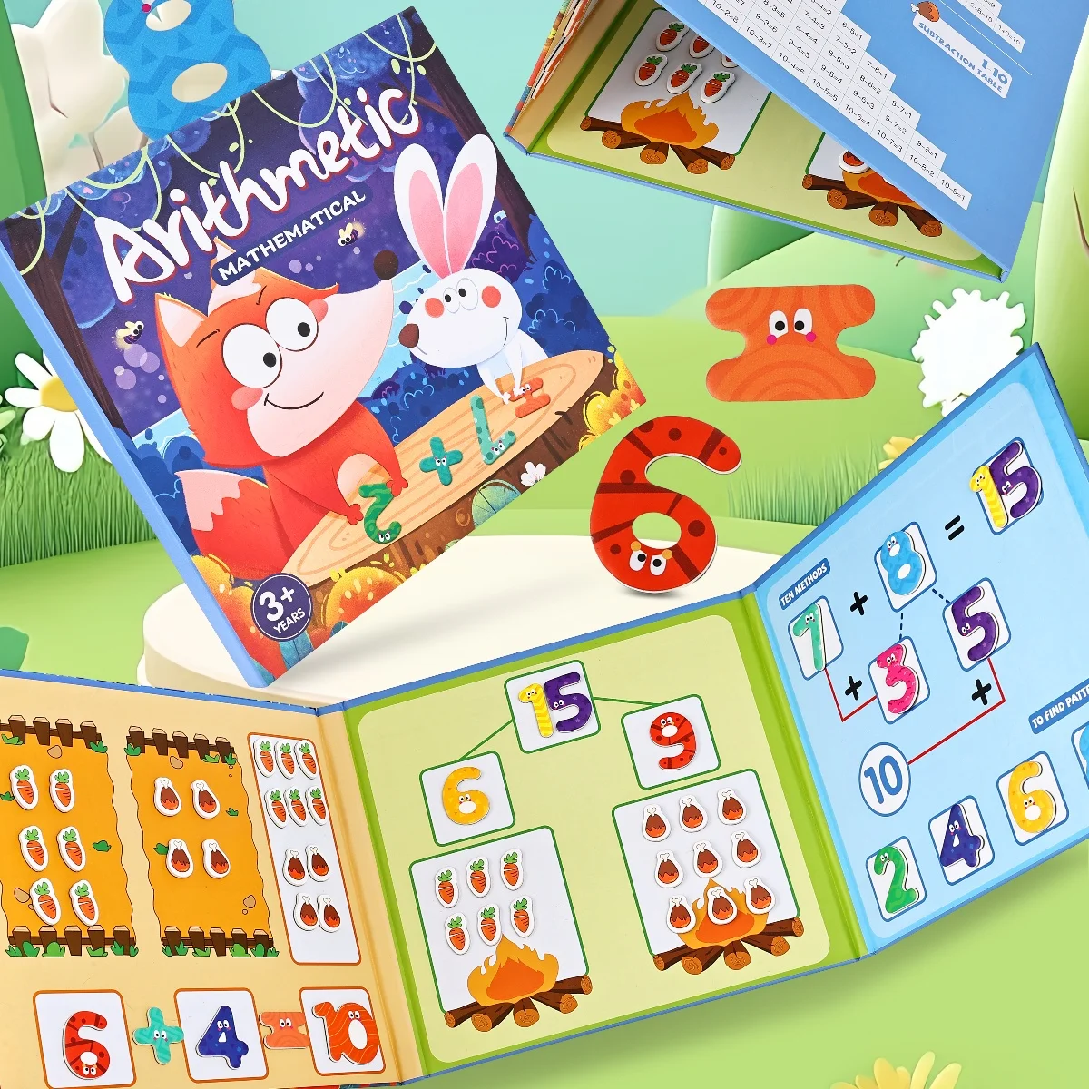 Libro di attività di decomposizione con numeri magnetici entro 20, giocattoli aritmetici per addizioni e sottrazioni matematiche tre in uno, equazioni matematiche per compensare dieci metodi Giocattoli operativi pratici, set di illuminazione matematica per l'aula dell'asilo