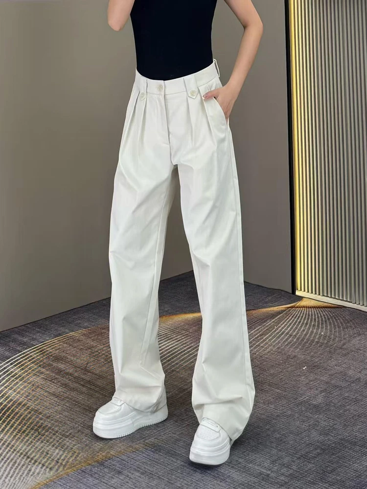 

Мужские повседневные брюки Осень 2025: прямой крой, высокая талия, свободный силуэт, с элементами пэчворка, простой дизайн, легкие, класса люкс, длинные