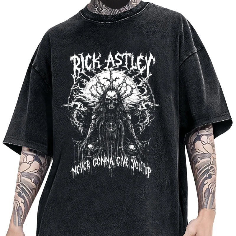 

Summer Original Design Men's Pure Cotton Washed Heavy Craft T-shirt Retro and Old Printed Round Neck Short-sleeved T-shirt