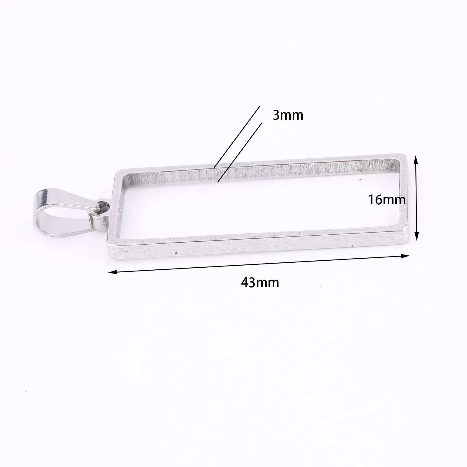 10pcs Stainless Steel Rectangle Open Bezel Pendant Blanks Diy Hollow Cabochon Frame Settings For Resin Jewelry Making