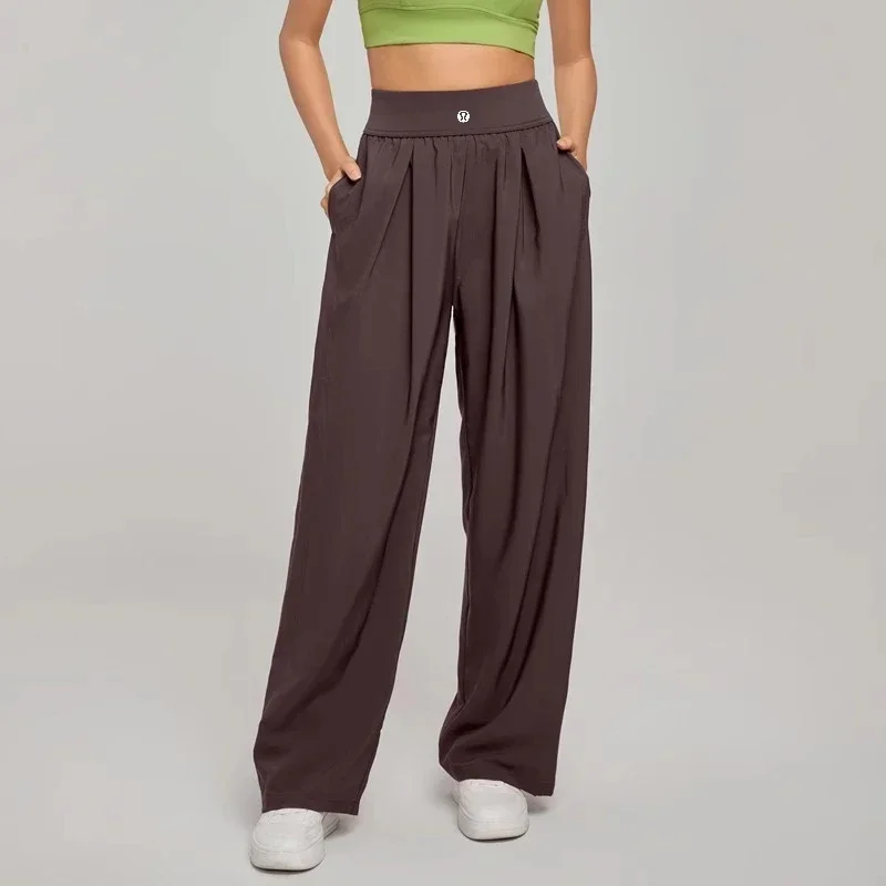 Outdoor High Waisted Loose Wide Leg Pants Women's Sports Fitness Running Exercise Pants image 6