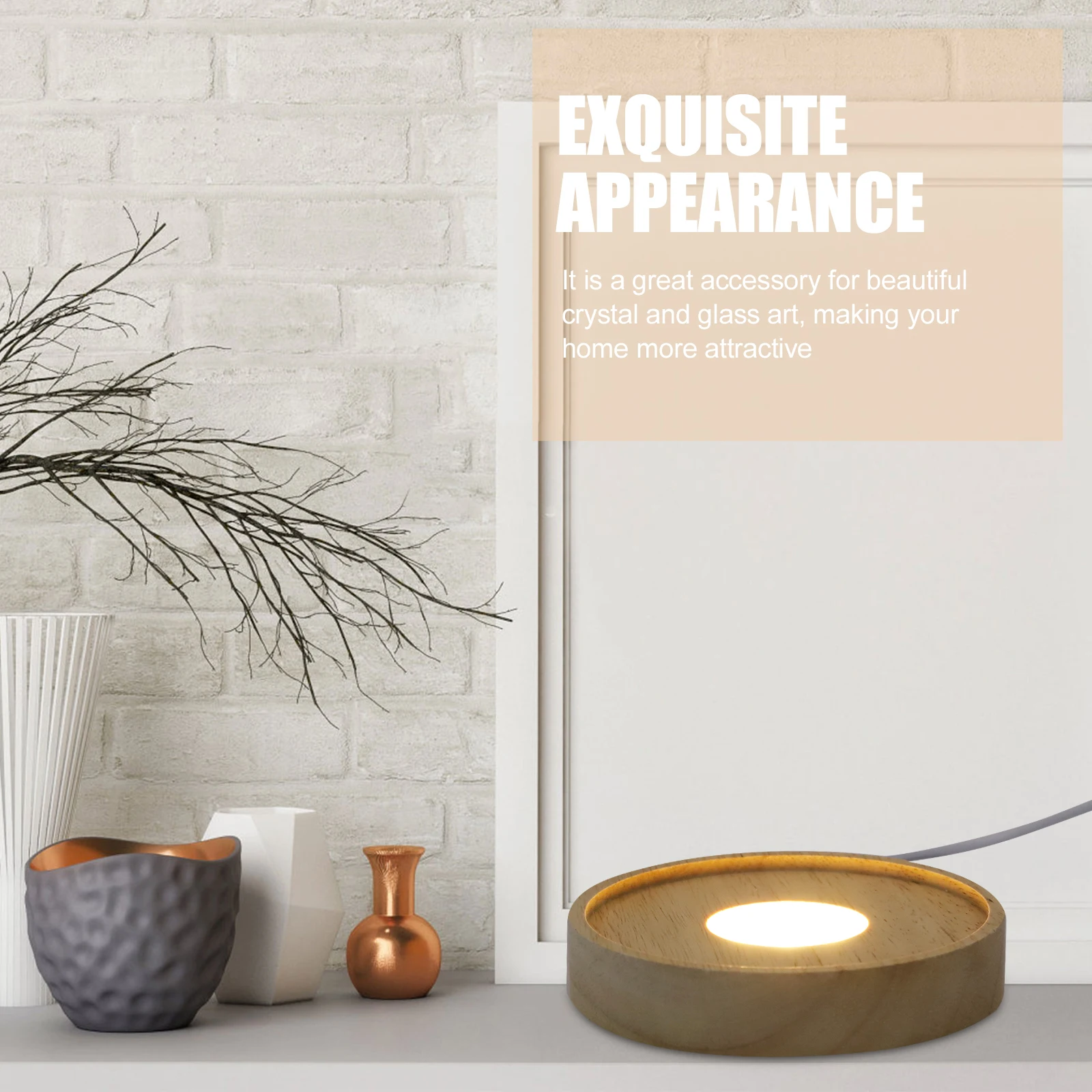 

Creative Crystal Ball Holder with LED Glowing Base Warm Light Illuminated Stand for Glass Art Vase Display Decor