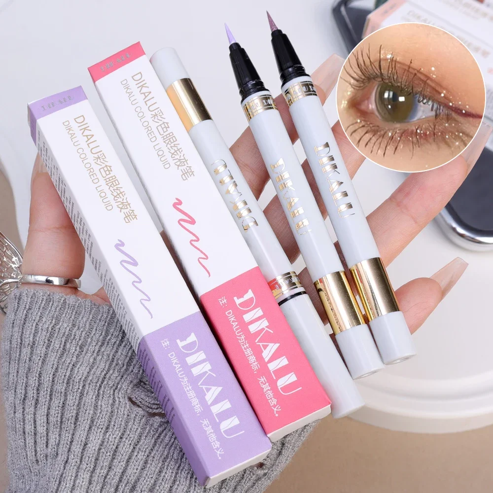 真珠光沢のある光沢のあるアイライナーアイシャドウペン韓国メイク女性のための持続グリッター簡単に着色しないブルーミングアイライナー化粧品