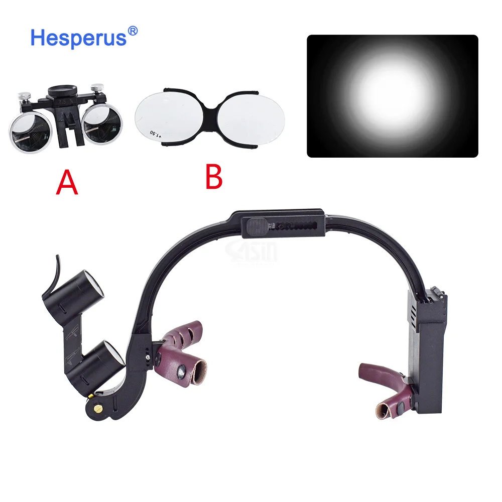 de ntal Surgical Headlight 2.5x/3.5x Magnification Binocular / de ntal Loupes With Light for Lab Equipment Headlamp