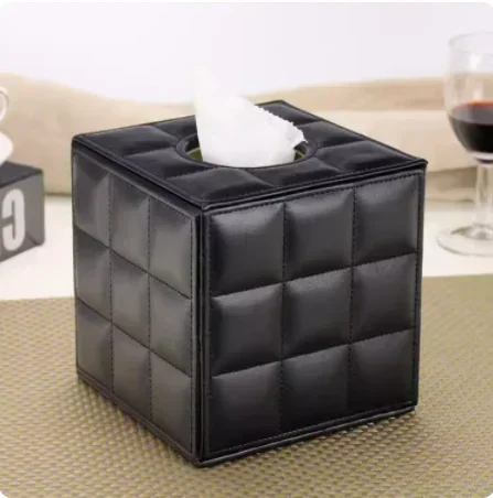 Modern Minimalism Creative Square Leather Tissue Box, Roll Paper Tube, Home, Restaurant, Napkin Drawer Car Tissue Holder