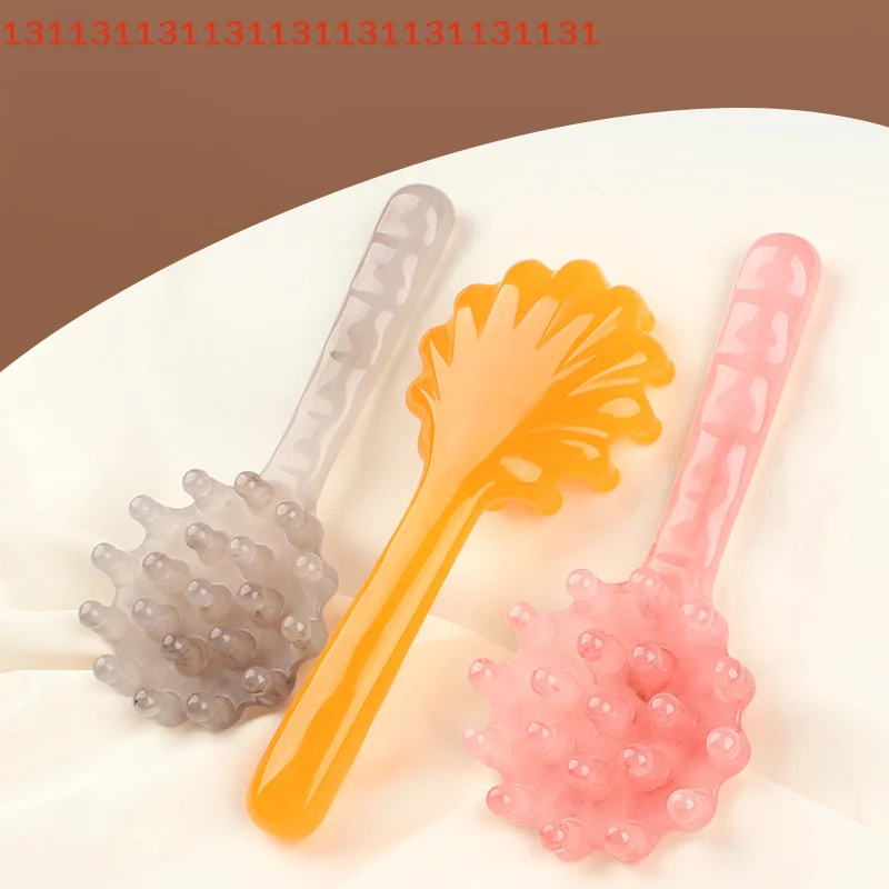 Peine de masaje de mango largo, masajeador de cabeza de resina, raspado meridiano, masaje del cuero cabelludo, acupuntura, Spa, herramienta de terapia de salud corporal para el hogar