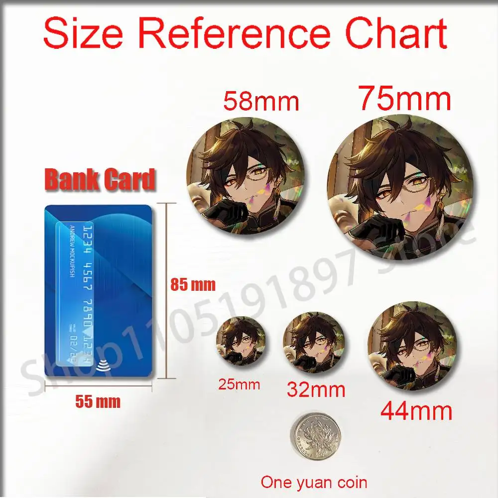 Genshin Impact Zhongli Pins Insignia Badge Cover Emblem Round Brooch Button Hats Decoration 32mm