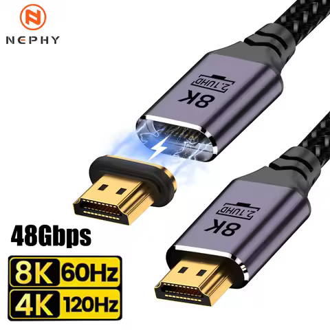 Certified 8K 60HZ HDMI 2.1 Cable 48Gbps High Speed For PS4 PS5 Xbox TV Box Fire Stick ARC HDR A Magnetic Adapter Video Connector