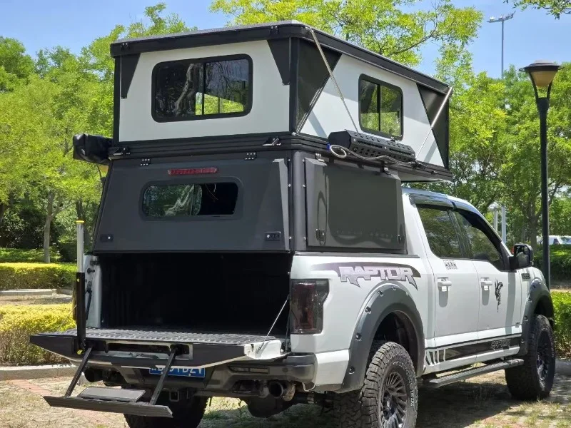Premium Aluminum Alloy Truck Topper Dual Side Lift Doors LED Lighting Four Season Use for Motor Home Travelling Customize