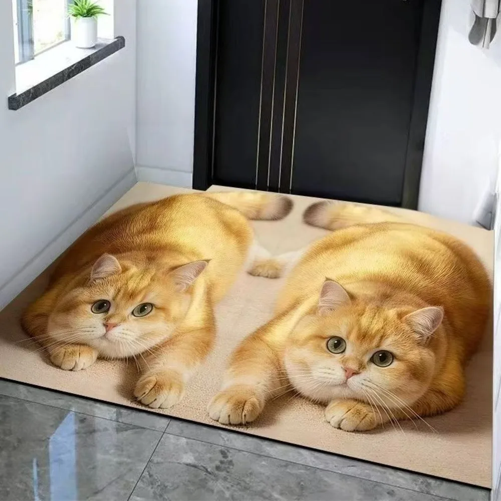 40×60CM 50×80CM Lifelike Cat Floor Mat Non-slip Water-absorbing Bathroom Carpet Washable Diatomaceous Earth Bedroom Door Rug
