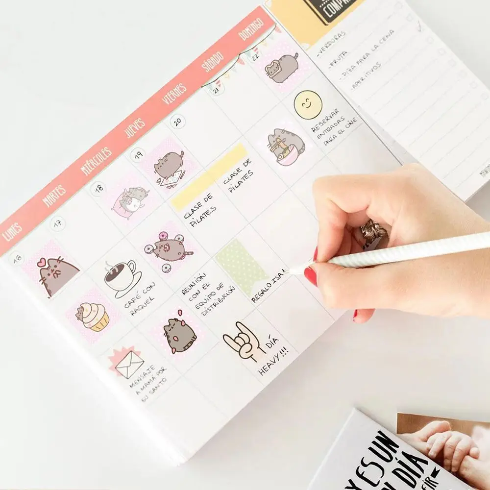 Pusheen-Stil Cartoon-Katzen-Aufkleberrolle, 500 Stück pro Rolle mit 14 Designs, niedliche selbstklebende Aufkleber für Scrapbooking und Tagebuch. – Detail 8