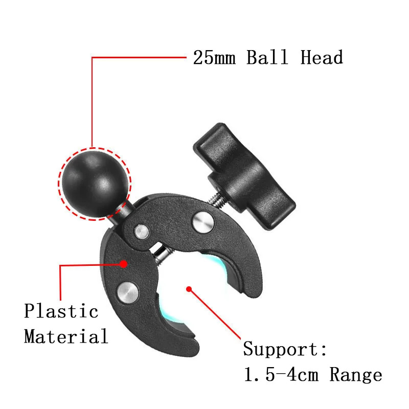 1 inch Ball Head Double Socket Arm Clamp Motorcycle Handlebar Base Mounting Bracket Bike Rail Mount Holder Stand Strong Clip