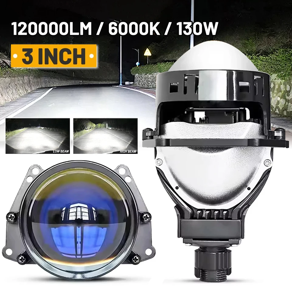 

2 шт. 3,0-дюймовые двухсветодиодные фары с линзами проектора для H4 H7, высокие и низкие огни, универсальные автомобильные фары, модернизированные дальние ближние фары 12 В