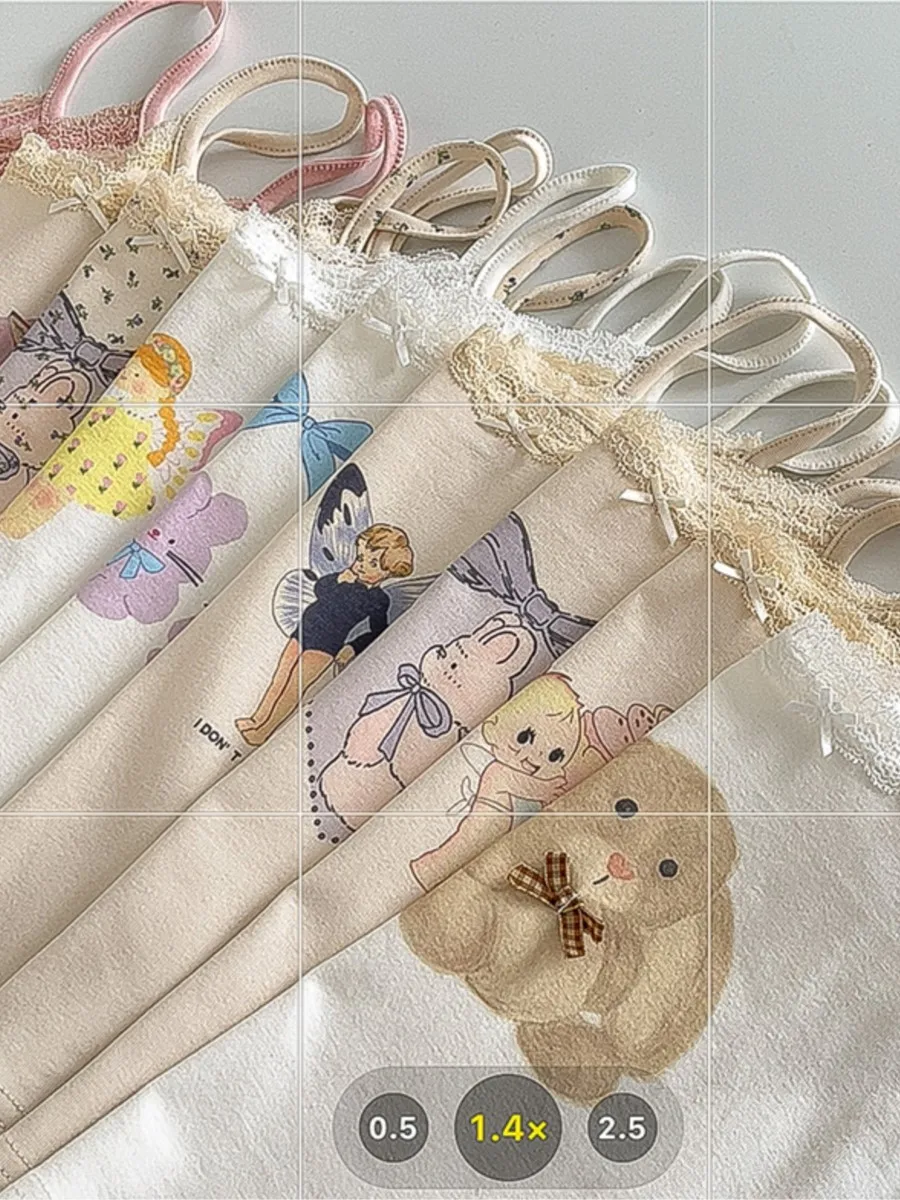 น่ารักการ์ตูนลูกไม้ Trim TANK Tops ผู้หญิงฤดูร้อนใหม่ Slim Cotton เสื้อแขนกุด VINTAGE Sweet Preppy สไตล์ Camisole Y2K เสื้อผ้า