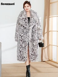 Nerazzurri Winter Long Oversized Colorful Multicolored Thick Warm Soft Fluffy Faux Fur Coat Women Sashes European Fashion 2023