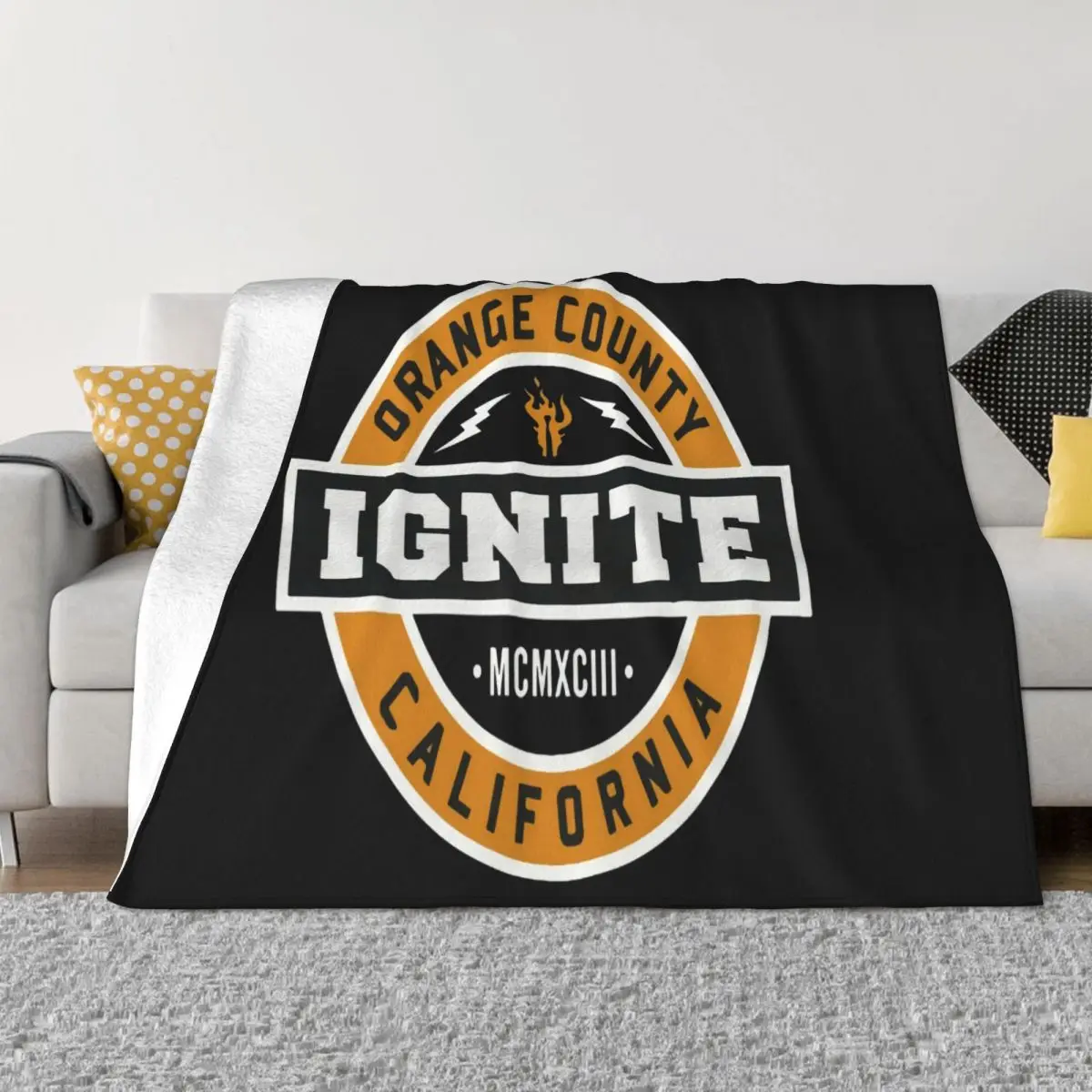 Ignite Orange County California Black Hardcore Crossover Sick Of It All Halloween Cartoon Character Throw Blanket