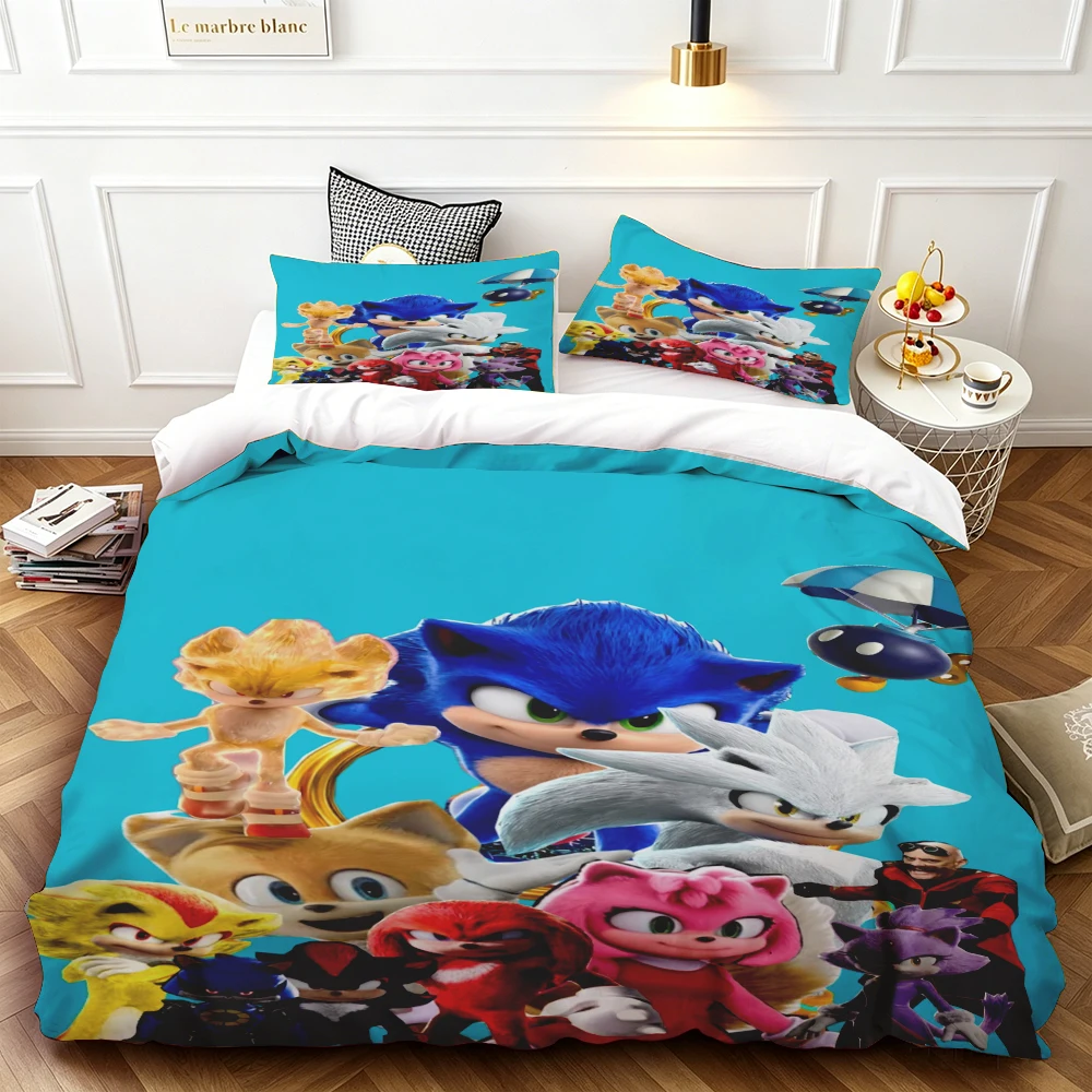 

Sonic Duvet Cover for Kids Cool Bedding Set, Duvet Cover for Bedroom Decor Soft and Comfortable Twin, Luxury Birthday Gift soft