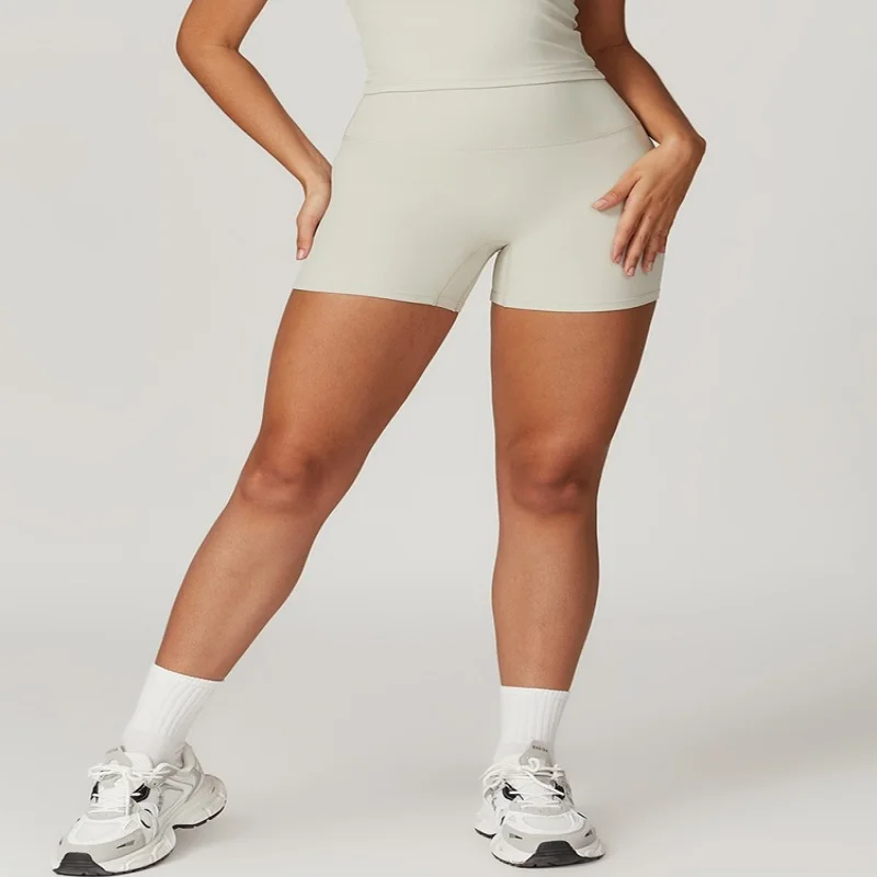 Quick drying seamless fitness shorts for both men and women, anti roll yoga clothes, tight fitting sports three quarter pants, h