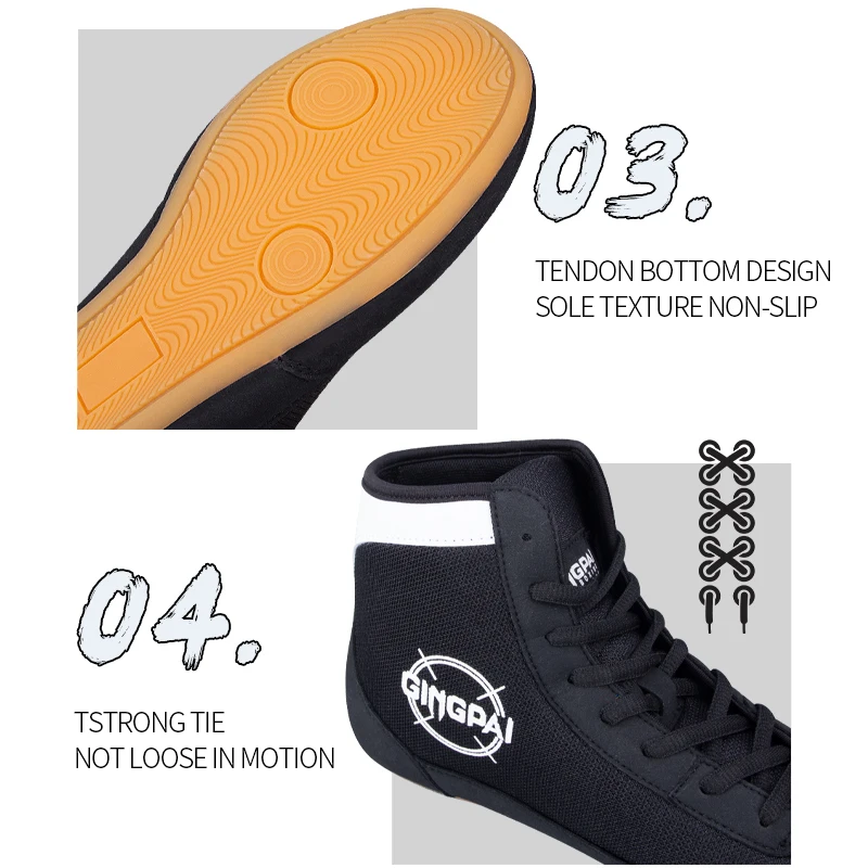 Box- und Ringerschuhe für Kinder und Erwachsene, Trainings- und Kampfschuhe für Männer und Frauen, Sanda High-Top-Schuhe, Stiefel für Krafttraining und Gewichtheben im Fitnessstudio – Detail 6