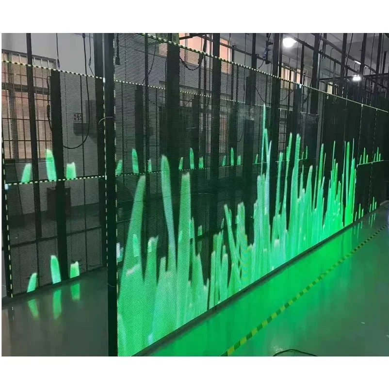 P3.91-7.81 زجاج النافذة لوحات التلفزيون الإعلانية شاشة عرض LED شفافة داخلية رؤية LED
