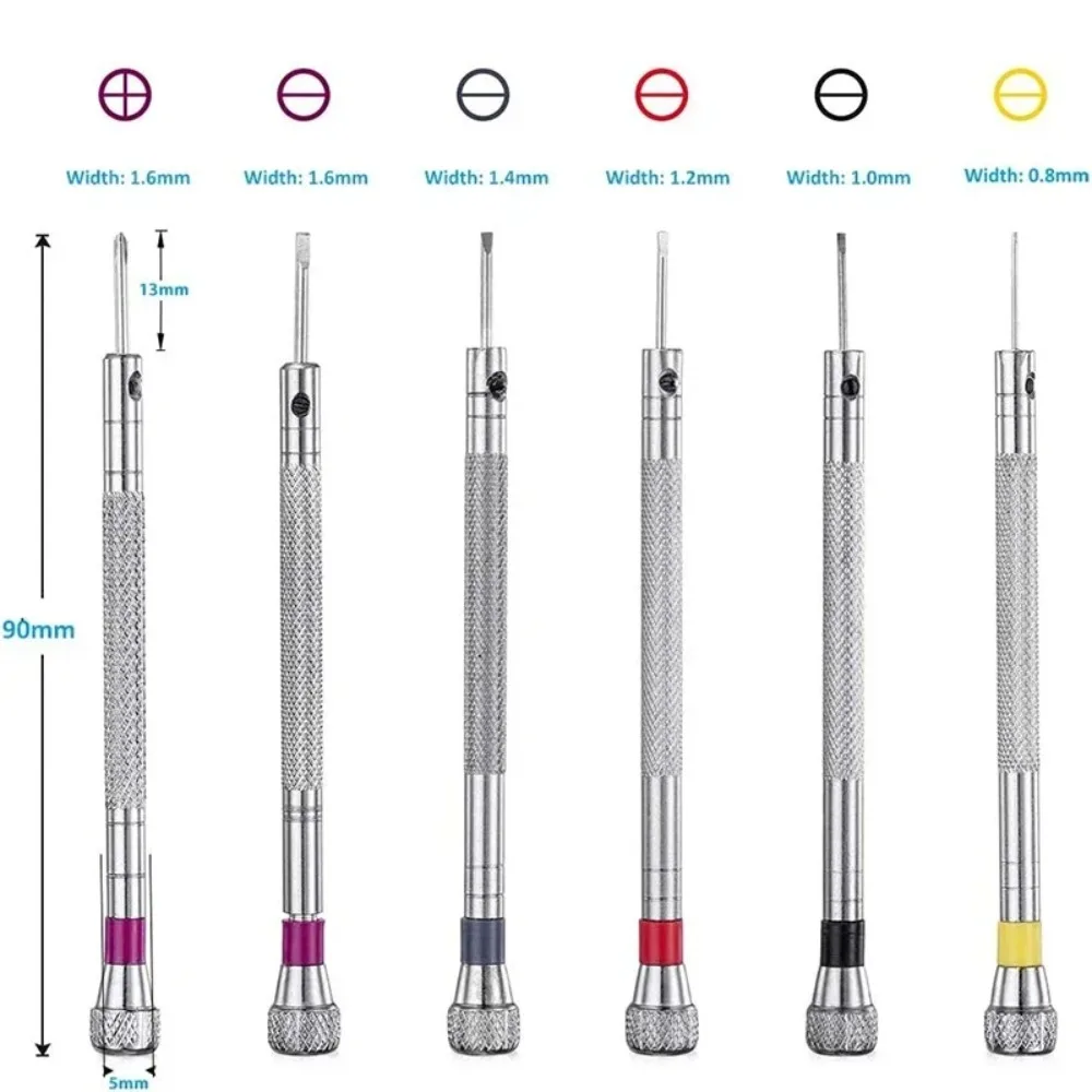 5pcs/set 0.8-1.6mm Steel Screwdriver for Watch Repairing Portable Watch Tools Band Removal with Mini Link Pins Watchmaker Tools