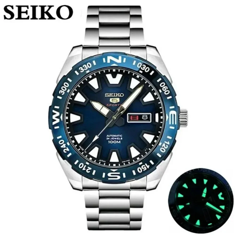 Seiko SRP747J Made in Japan Men Automatic Quartz 100M Diving Sports Classic Fashion Retro Luminous Steel Band Chronograph Watch