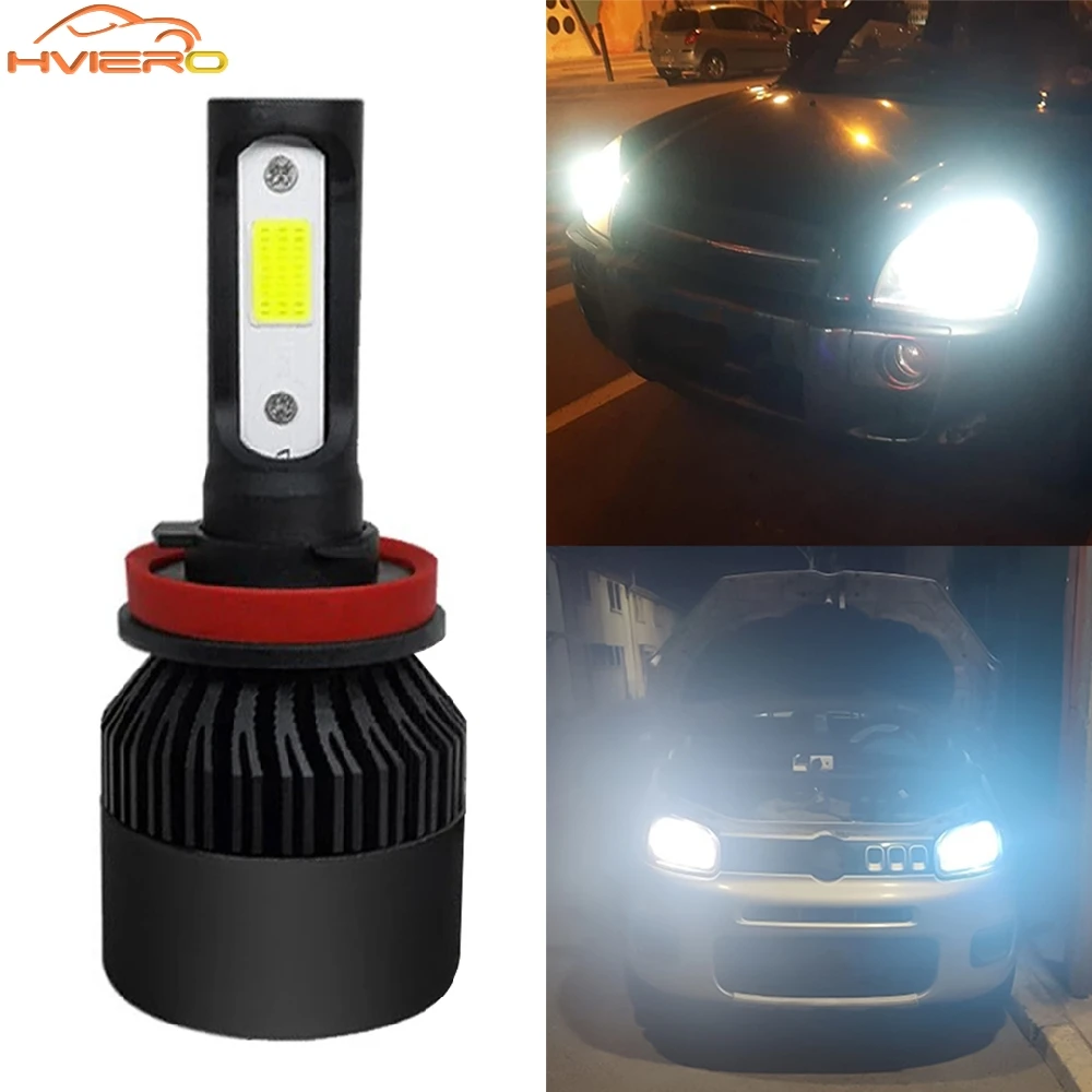 1/2Pcs Ultra Bright Car Led Headlights C6 H7 6000k White Cob 12V Auto Fog Lamp High Beam Brake Daytime Running Light Waterproof