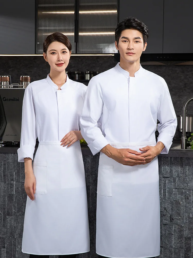 High-End Stretch Chef Executive Chef Work Clothes Long Sleeve Star Hotel Restaurant High-End Chef Uniform Stretch Men