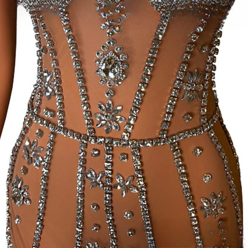 Sexy Glamour Hosenträger Strass Quaste Durchscheinende Diamant Kleid Club Party Luxus Damen Kleid Party Kleider für Frauen 2023