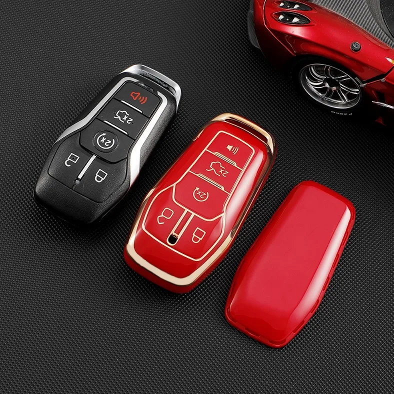 Key Cover Case for Ford Fusion Mondeo Mustang F-150 Explorer Edge 2015 2016 2017 2018 Car Styling Key Protection Keychain