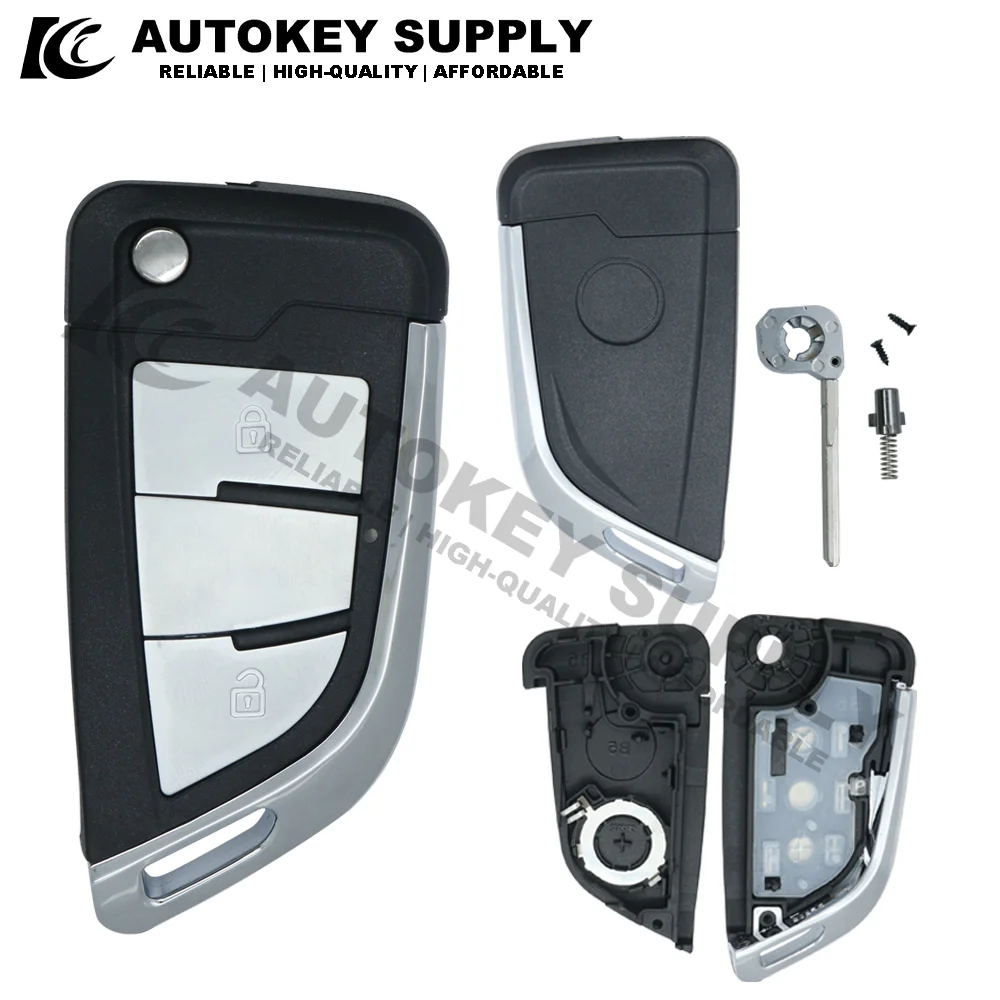 Autokeysupply Modification Key Shell 2/3 Buttons With Logo (HU66) (With Battery Holder) For Volkswagen B5