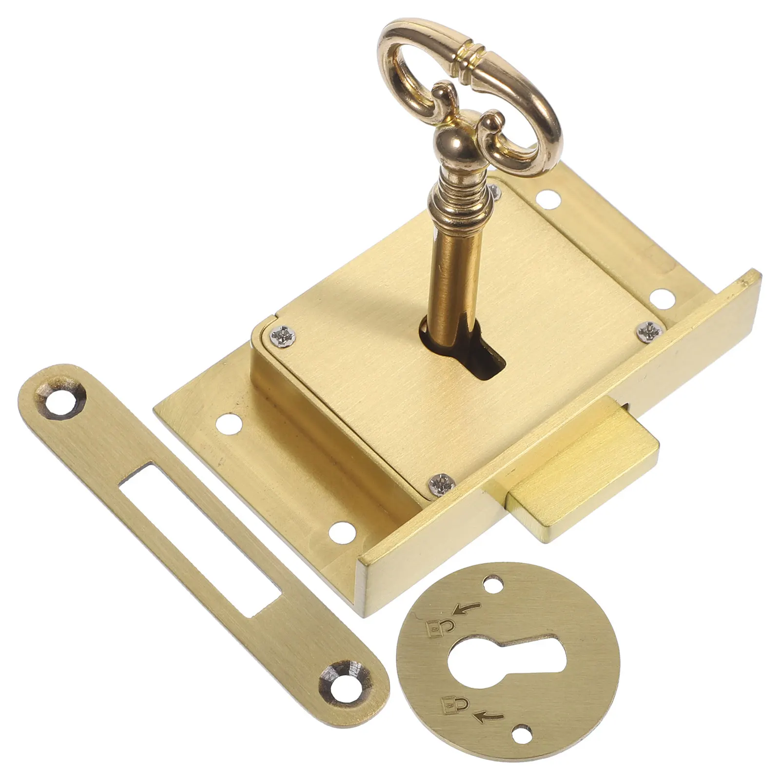 1 Set Square Brass Vintage Drawer Lock 4505B Dull Brushed Finish Furniture Cabinet Lock For Wooden Box File Filing Safe Storage