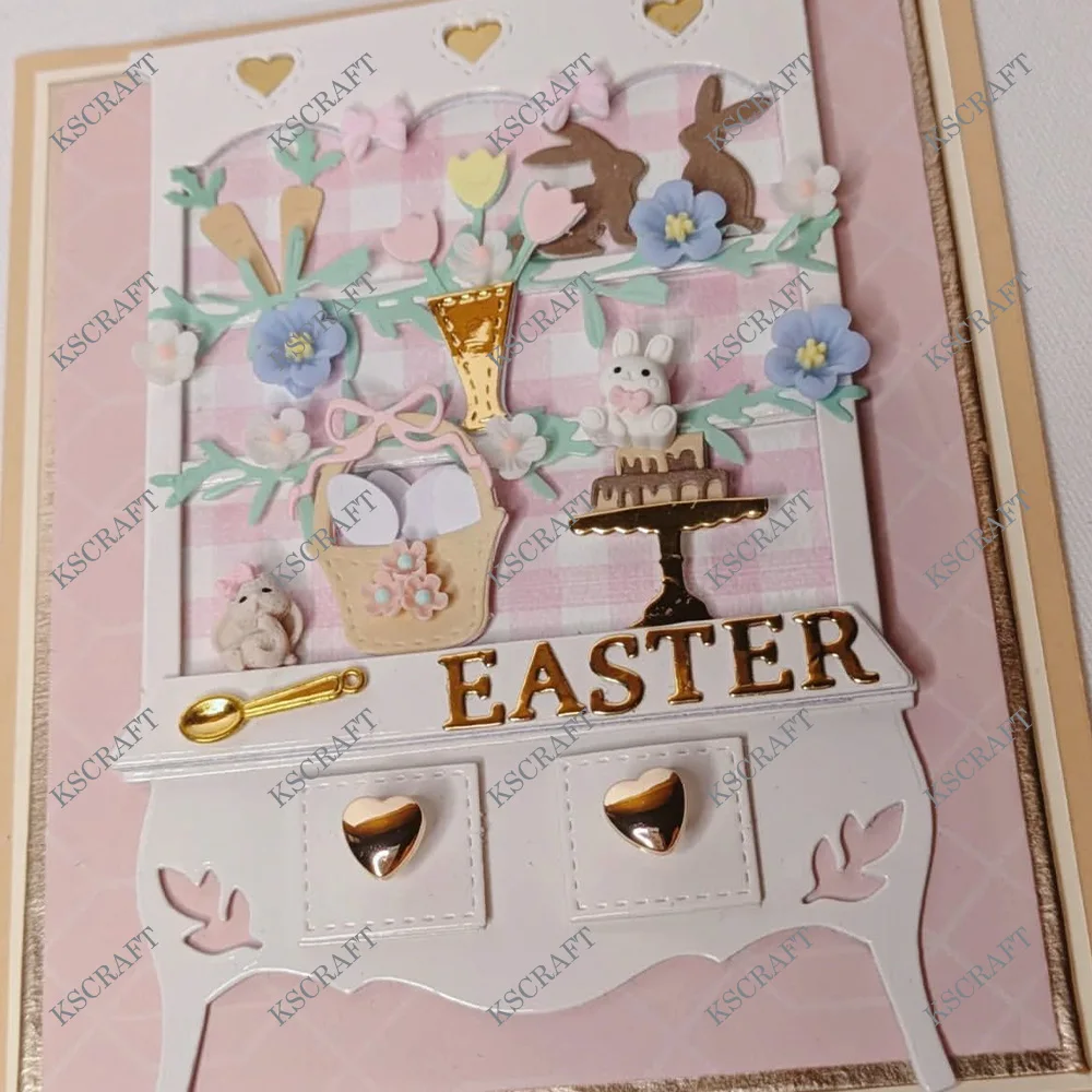 KSCRAFT ตู้อีสเตอร์เพิ่มตัดตาย Stencils สําหรับ DIY Scrapbooking ตกแต่งลายนูน DIY กระดาษการ์ด