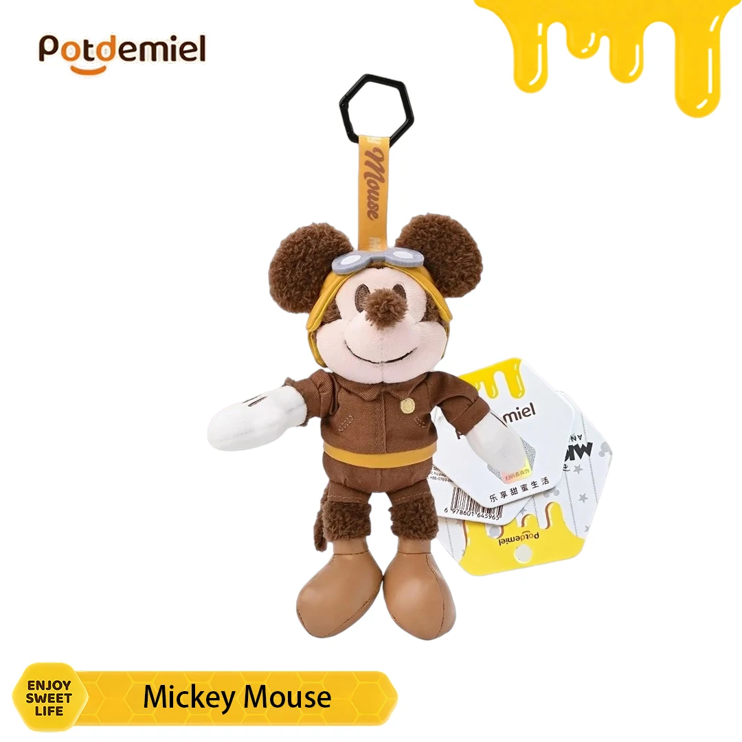 

Potdemiel Disney Mickey Mouse Pilot Plush Travel Bag Charm Coat Pendant Soft Fluffy Cute Holiday Gift For Boy Teen Cartoon Fans