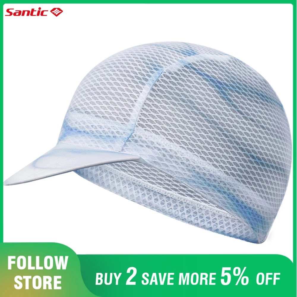 Santic Women Men Cycling Cap Under Helmet UV Protection Running Bike Cap Summer Cooling Sweat Wicking Adjustable Super Light Hat