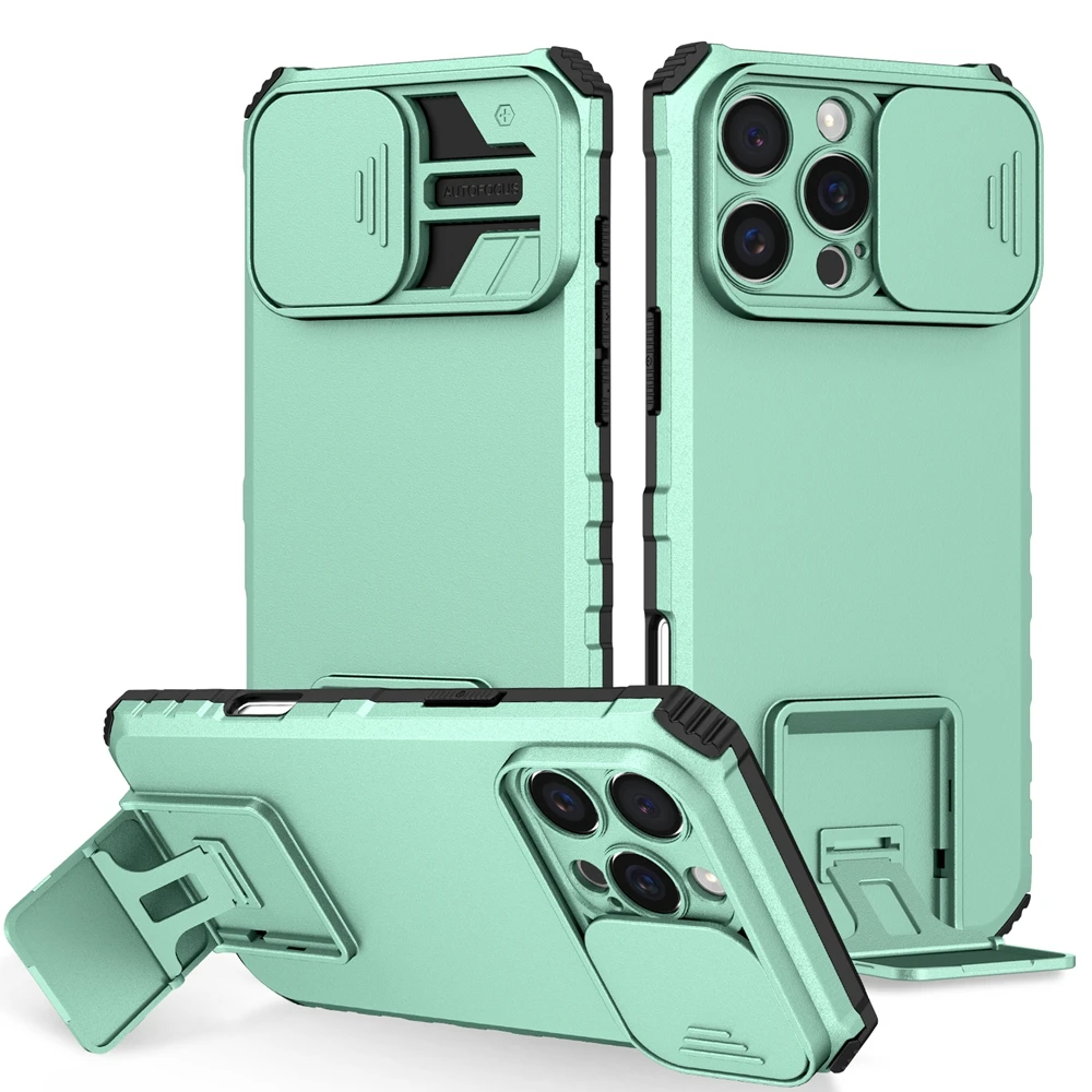 Kamera-Schutz-Schiebehülle für iPhone 17 16 15 14 13 12 11 8 7 Plus Pro X XS XR Max SE – Robuste Kunststoff-Handyhülle mit Halterung – Detail 8