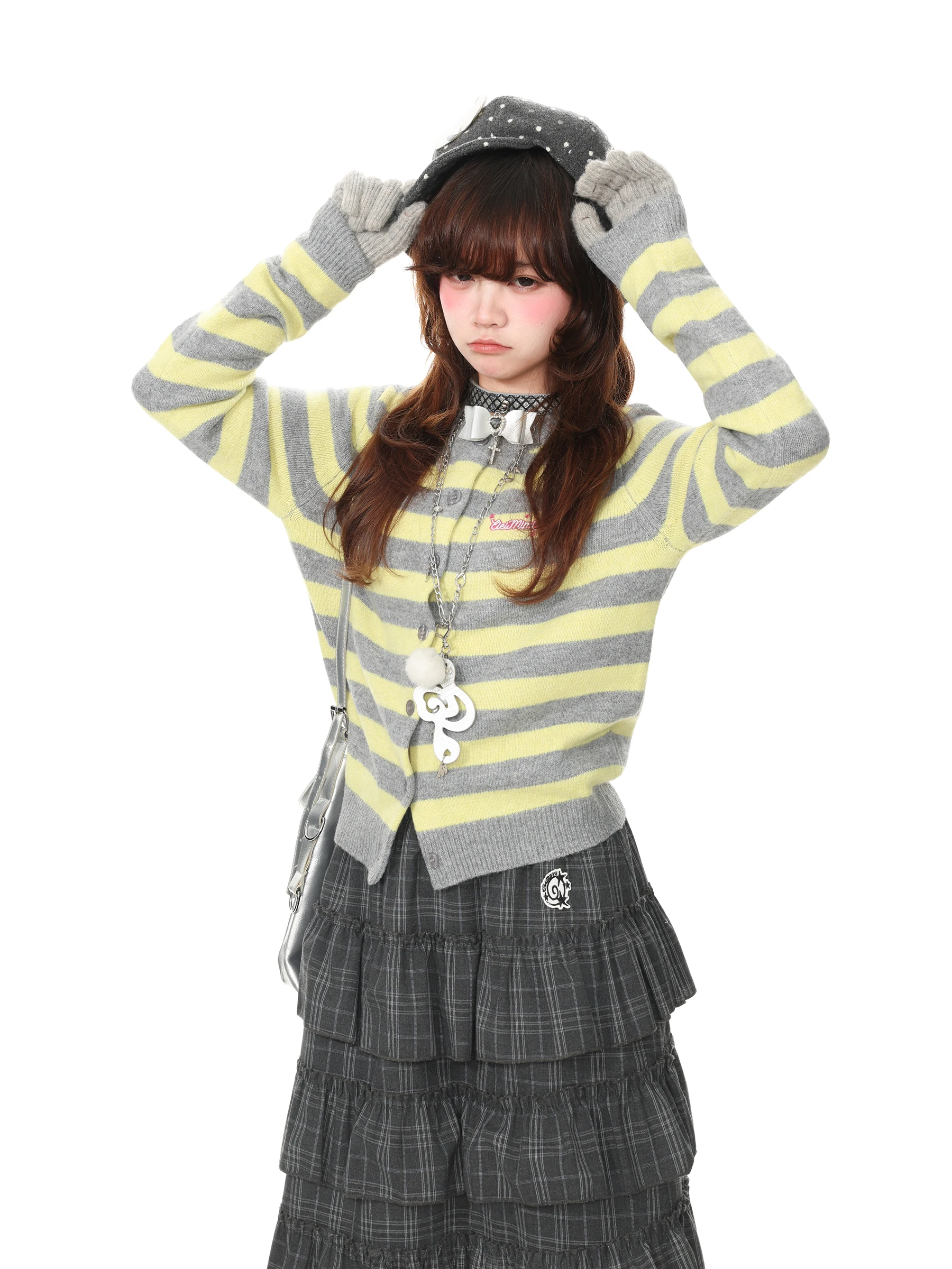 Sweet Striped Design Women's Knitted Sweater Soft Wool Blend Long Sleeve Cardigan Casual Style Autumn Fashion by Languid Park
