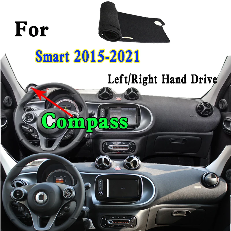 For 2015-21 Smart Fortwo Forfour EQ W453 Dashboard Car Accsesories Instrument Panel Anti-reflective Anti-slip Mat Cover