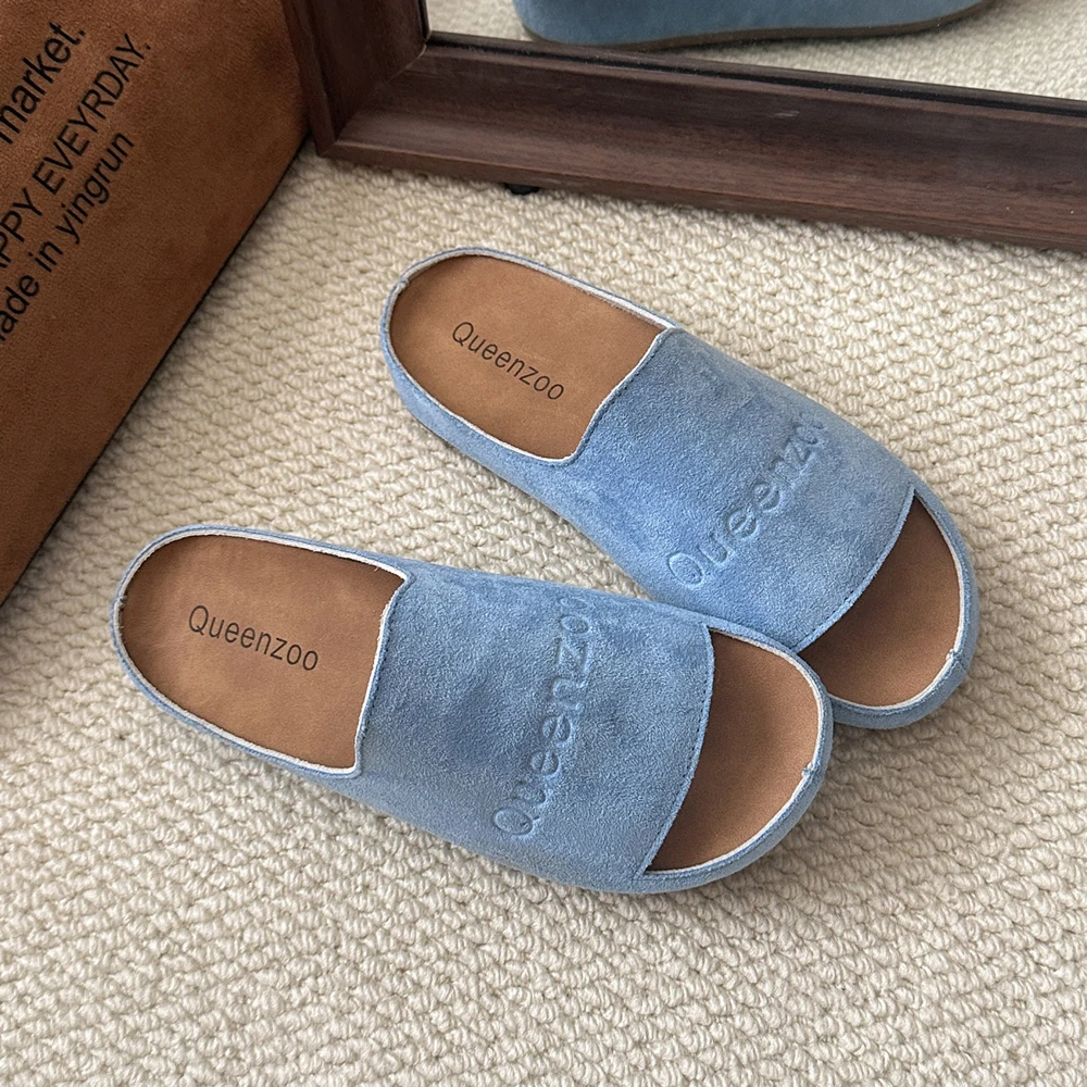 New Women's Slippers Closed Toe Round Toe Suede Clogs Sandals Autumn New Retro Solid Color Flat Bottom Women's Slingback Shoes view 4