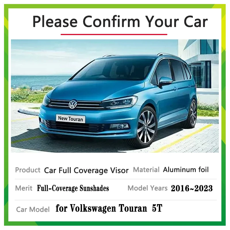 Car Full Coverage Sunshades For VW Volkswagen Touran MK2 5T 2016~2023 Car Anti-UV Sunscreen Window Sunshade Covers Accessories