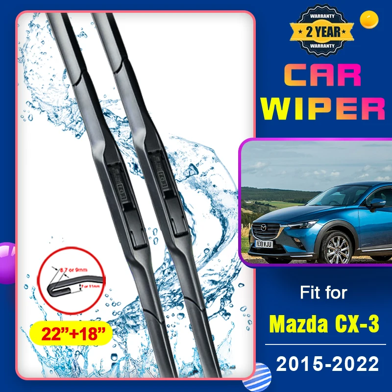 For Mazda CX-3 CX3 CX 3 DK 2015~2022 Car Front Windscreen Hybrid Blade Wiper Auto Wipers Accessories J Hook U-type 2018 2020