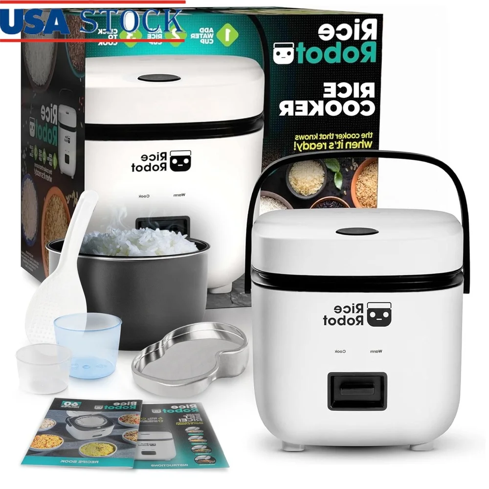 

Compact Electric Rice Cooker Nonstick 1 Quart Capacity Automatic Keep Warm Steamer Tray Measuring Cups Recipe Book Dishwasher