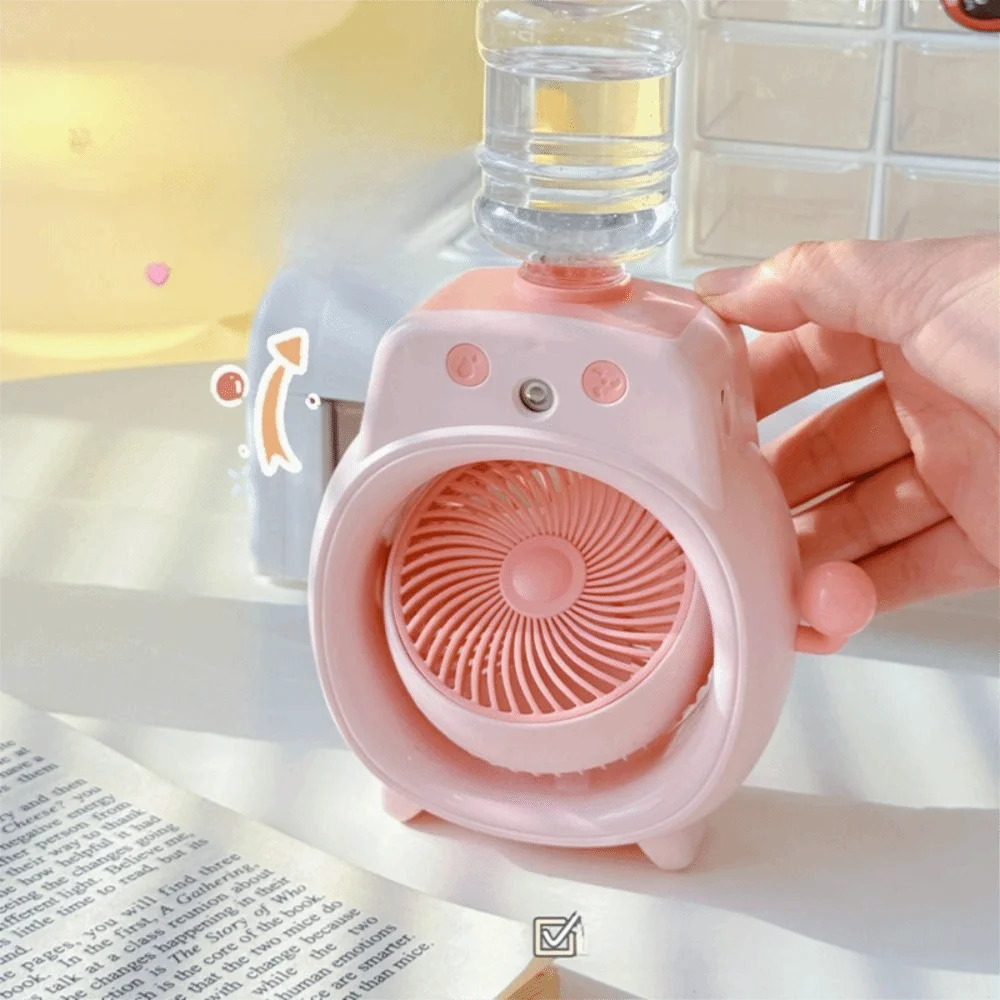 

Fine Gentle Mist Portable Desktop Cooling Spray Fan Wide Angle Air Supply Even Comfortable Wind Quiet Humidifying Fan for 500mAh