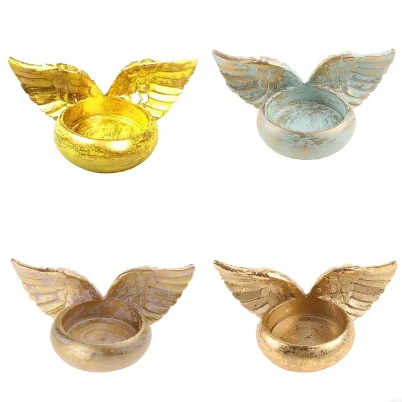 E06b Angel Wings Holder Holder Resin Statue Decorazione per casa Preghiera Regali candelatura