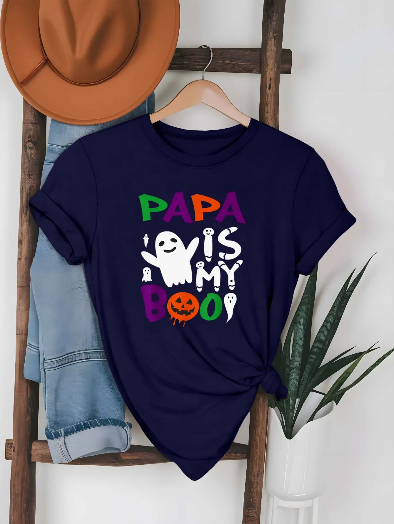 

Модная одежда больших размеров с дизайном PAPA BOO и игривыми элементами тыквы-призраков на Хэллоуин