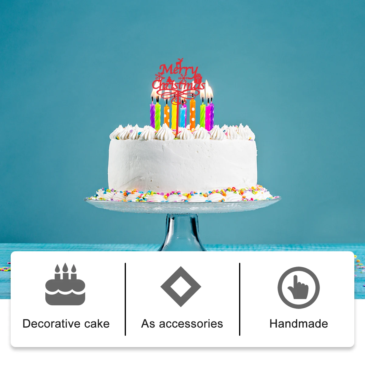 

6pcs Christmas Cake Toppers Acrylic Decor Food Grade Safe Adorable Design Gather Attention Great Accessory Cakes